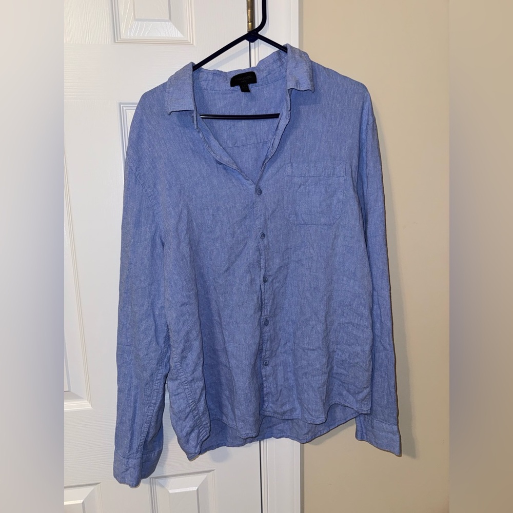 Magaschoni Light Blue Casual Button Down Shirt - Picture 1 of 4